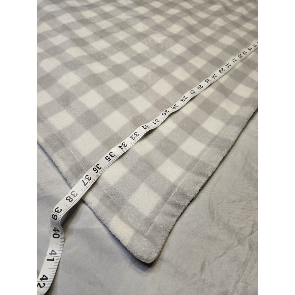 Blankets & Beyond Plush Gingham Gray White Baby Blanket Lovey Security 29x38" - Picture 2 of 8